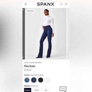 Spanx flare jeans in size 1X. Still in the plastic.